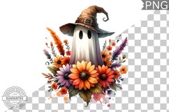 Halloween Ghost And Flowers Sublimation - Halloween Clipart Product Image 1