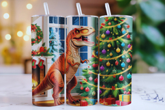 Merry Dinosaur Tumbler Wrap | Christmas Wrap Product Image 1