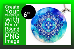 Whimsical Circle Design Keychain Template , Watercolor Patte Product Image 1