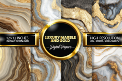 luxury marble and gold Digital Papers - 04 variations Product Image 1