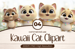 Happy Kawaii Kitten Pals Clipart Sublimation PNG Product Image 1