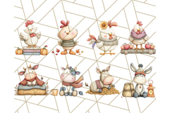 Fall Farm Animal Clipart, Autumn Barnyard PNG Illustrations Product Image 2