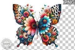 Vibrant Floral Butterfly Sublimation - Clipart PNG Design Product Image 1