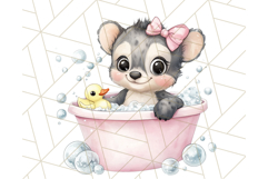Safari Animal Babies in Bubble Baths, Cute Jungle Animal PNG Product Image 2