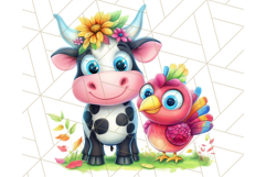 Cute Animal Friends Clipart PNG, Bright Spring Animal Duos Product Image 2