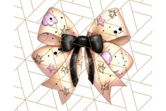 Muted Halloween Bow Clipart, Fall Ribbon PNG Autumn Hair Bow Product Image 2