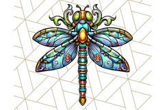 Stained Glass Dragonfly PNG Clipart, Bright Insects Clip Art Product Image 2