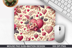 Flower Mouse Pad, Valentine Mouse Pad PNG Design Product Image 1