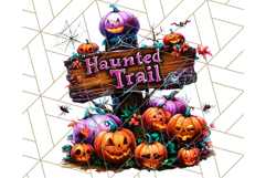 Bright Halloween Dinosaur PNG Clipart with Holiday Elements Product Image 2