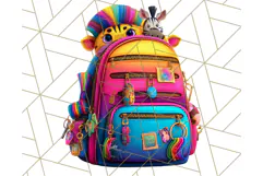 Funky Safari Animals PNG Clipart With Rainbow Hair, Cute Png Product Image 2