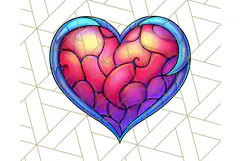 Stained Glass Hearts and Butterflies Clipart PNG Product Image 2