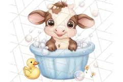 Farm Animal Babies in Bubble Bath PNG, Nursery Clipart Product Image 2
