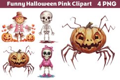 Funny Halloween Pink Clipart PNG Product Image 1
