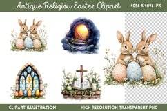 Antique Religiou Easter Clipart PNG Product Image 1
