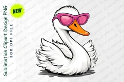 Cool Cartoon Swan Character Wearing Stylish Pink Clipart Product Image 1