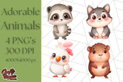 Cute Animal Clipart, Adorable Animal PNG Product Image 1