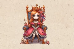 Watercolor Zombie Princess. PNG sublimation Product Image 2