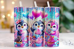 Penguins Valentine's Day Tumbler Wrap Sublimation Design Product Image 1