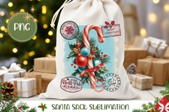 Vintage Christmas Candy Cane Santa Sack PNG Product Image 1