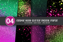 Cosmic Neon Glitter Digital Paper Product Image 1