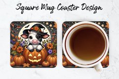 Halloween Cow Mug coaster | Coaster | Sublimation Design Product Image 1