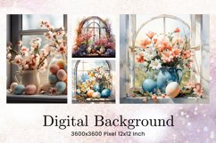 Easter Egg Flower Background Backdrop Wallpaper Wall Art_50 Product Image 1
