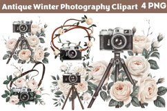 Antique Winter Photography Clipart PNG Product Image 1