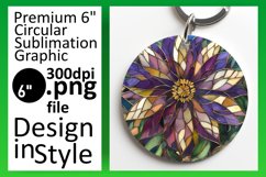 Glittery Floral Round Design Art Keychain Product Image 1