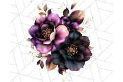 Gothic Floral PNG, Dark Aesthetic Flowers Clipart Print Product Image 2