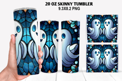 Ghost Skinny Tumbler 20oz Wrap Design, Halloween Tumbler PNG Product Image 1