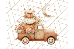 Vintage Truck Pumpkin and Fall Flowers PNG Clipart, Autumn Product Image 2