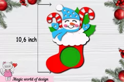 Snowman in a Christmas sock candy dome svg, Layered Paper Product Image 3