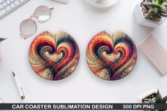 Heart Car Coaster Sublimation |Valentine Coaster PNG Product Image 1