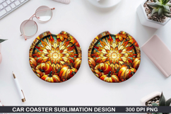 Pumpkin Car Coaster Sublimation| Halloween Coaster PNG Product Image 1
