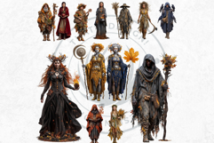 Fantasy Autumn Guardians - Epic Fall Character Clipart PNG Product Image 5