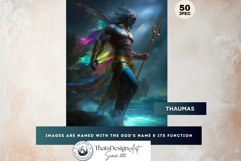 Fantasy Greek Sea Gods &amp; Merfolk Digital Paper Illustrations Product Image 3
