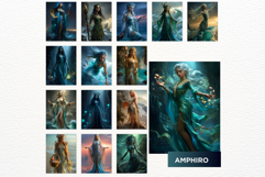 Fantasy Greek Sea Gods &amp; Merfolk Digital Paper Illustrations Product Image 4