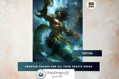 Fantasy Greek Sea Gods &amp; Merfolk Digital Paper Illustrations Product Image 6