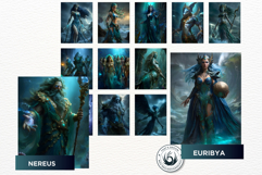 Fantasy Greek Sea Gods &amp; Merfolk Digital Paper Illustrations Product Image 7