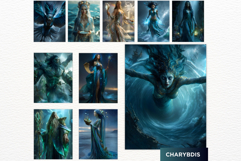 Fantasy Greek Sea Gods &amp; Merfolk Digital Paper Illustrations Product Image 9
