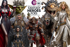 Fantasy TTRPG Character Clipart, D&amp;D Heroes &amp; Monsters Product Image 1