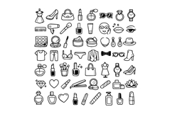 50 Fashion and Beauty Outline Icons Collection Design Product Image 1