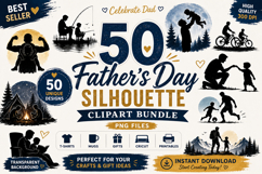 50 Fathers Day Silhouette Clipart PNG Bundle Product Image 1