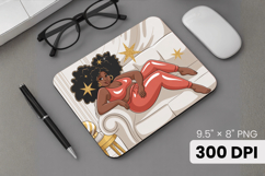 Afro Girl / Woman braided hair Mouse Pad, Black Queen PNG Product Image 1