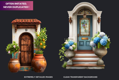 Floral Doors and Enchanting Garden Entrance Illustrations Product Image 3