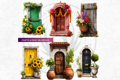 Floral Doors and Enchanting Garden Entrance Illustrations Product Image 4