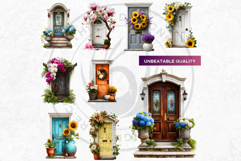 Floral Doors and Enchanting Garden Entrance Illustrations Product Image 5