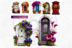 Floral Doors and Enchanting Garden Entrance Illustrations Product Image 6