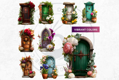 Floral Doors and Enchanting Garden Entrance Illustrations Product Image 8
