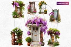 Floral Doors and Enchanting Garden Entrance Illustrations Product Image 9